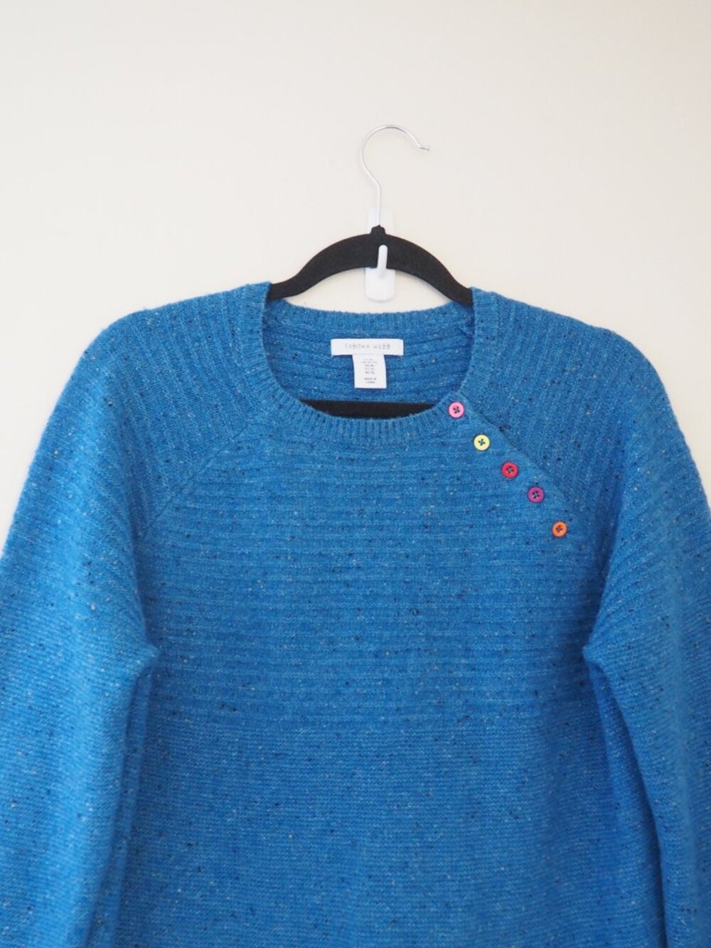 Tabitha Webb Blue Button Shoulder Sweater sz XL - Picture 3 of 8